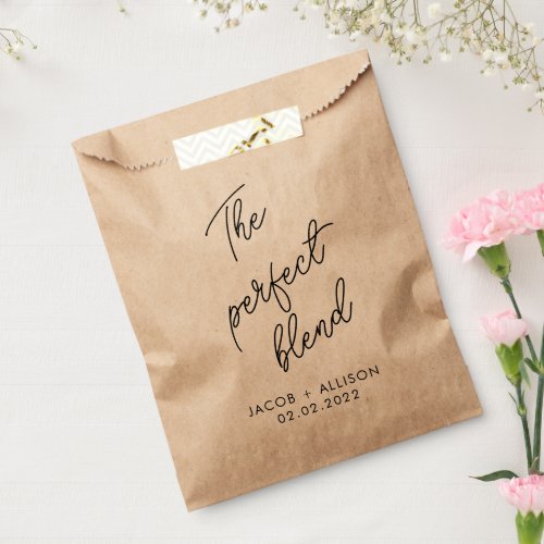 the perfect blend coffee lover wedding favor coffe favor bag