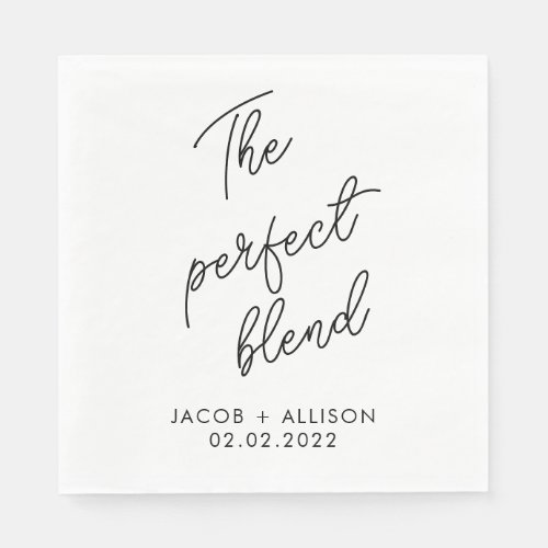 the perfect blend coffee lover wedding favor coffe napkins