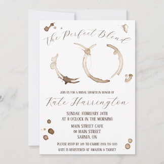The Perfect Blend, Coffee, Stains, Bridal Shower Invitation
