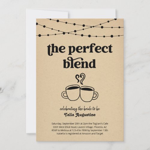 The Perfect Blend Coffee Tea Couples Bridal Shower Invitation