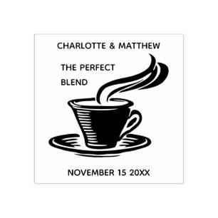 The Perfect Blend Coffee Tea Wedding Rubber Stamp