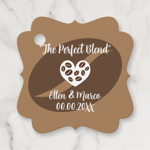 The Perfect Blend coffee theme wedding favor tags