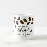 The Perfect Blend Coffee Wedding Coffee Mug<br><div class="desc">Trendy and unique coffee wedding favor mug designed with coffee beans  . Personalize with bride and groom names and wedding date.</div>