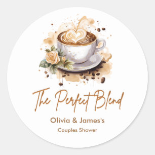 The Perfect Blend Coffee Wedding Couples Shower   Classic Round Sticker