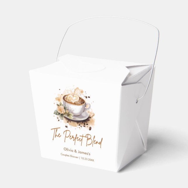 The Perfect Blend Coffee Wedding Couples Shower  Favor Boxes (Front Side)