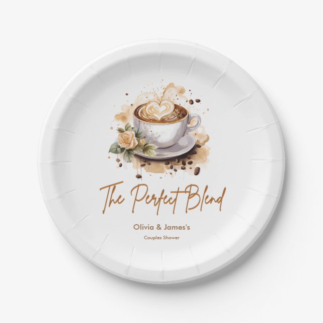 The Perfect Blend Coffee Wedding Couples Shower  Paper Plates (Front)