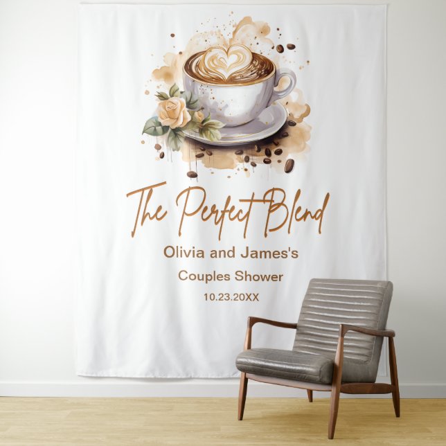 The Perfect Blend Coffee Wedding Couples Shower Tapestry (In Situ)
