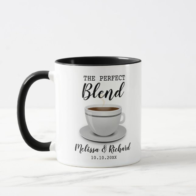 The Perfect Blend Coffee Wedding Favor Coffee Mug (Left)