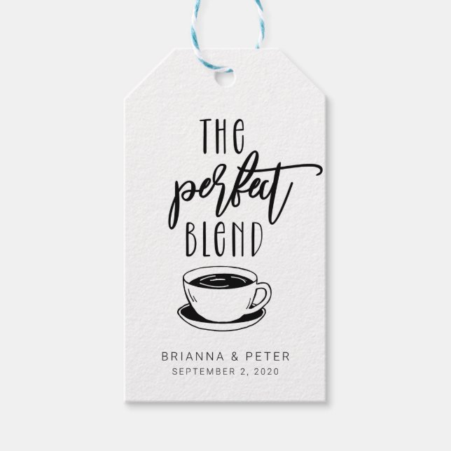 The Perfect Blend Coffee Wedding Favor Gift Tags (Front)