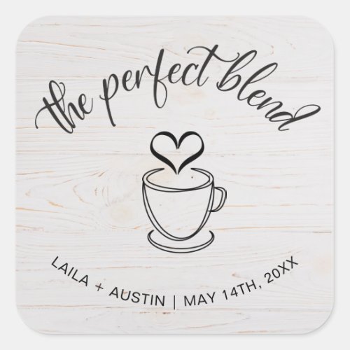 The Perfect Blend Coffee Wedding Favor Sticker