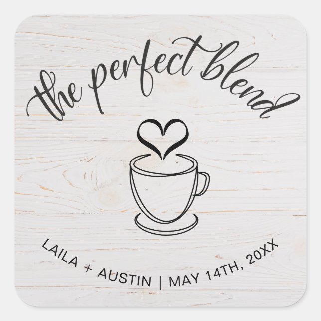 The Perfect Blend Coffee Wedding Favor Sticker (Front)