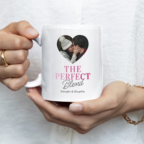 The Perfect Blend Couple Heart Photo Coffee Mug