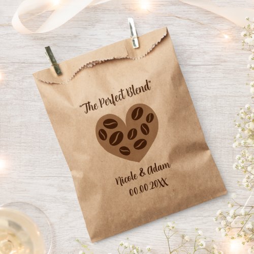 The Perfect Blend custom brown wedding favor bags