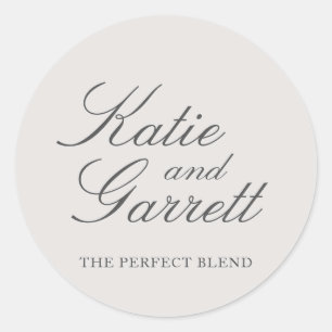 The Perfect Blend Elegant Gray Wedding Favor Classic Round Sticker