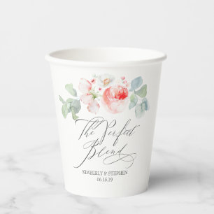 The Perfect Blend Elegant Pink Flowers Wedding Paper Cups