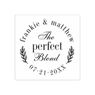 The Perfect Blend Elegant Script Wedding Favor Rubber Stamp