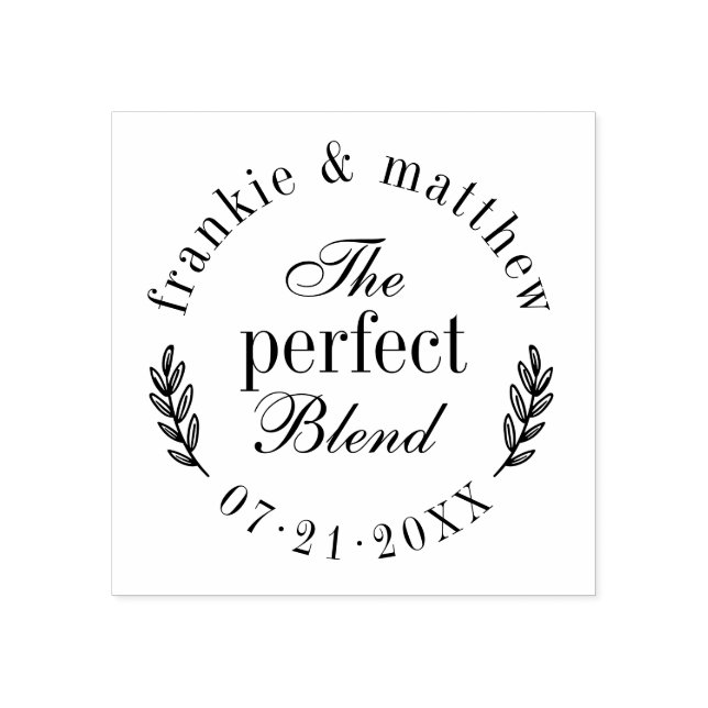 The Perfect Blend | Elegant Script Wedding Favor Rubber Stamp (Imprint)