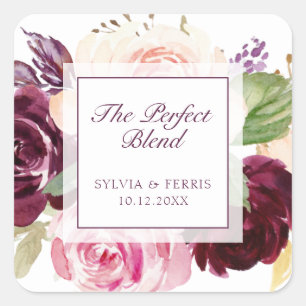 The Perfect Blend Floral Purple Fall Wedding Square Sticker