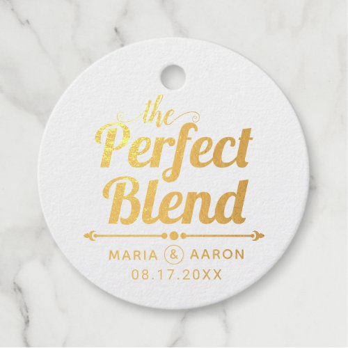 The perfect blend gold foil typography wedding foil favor tags