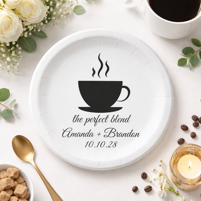 The Perfect Blend Hot Coffee Wedding  Paper Plates (Creator Uploaded)