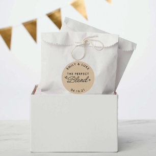 The Perfect Blend Kraft Coffee Wedding Favor Classic Round Sticker
