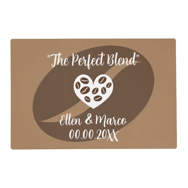 The Perfect Blend laminated wedding placemats (Front)