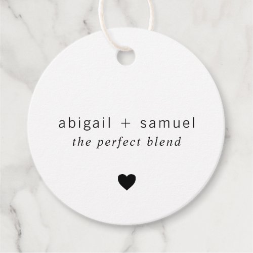 The Perfect Blend Modern Black and White Wedding Favor Tags