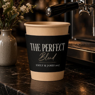 The Perfect Blend Modern Black Wedding Coffee Cup  Sleeve