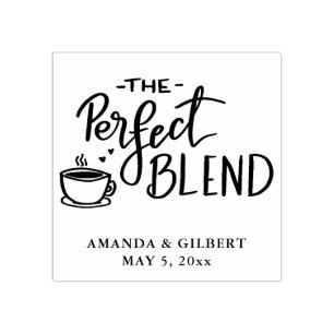 The Perfect Blend Modern Coffee Script Rubber Stamp
