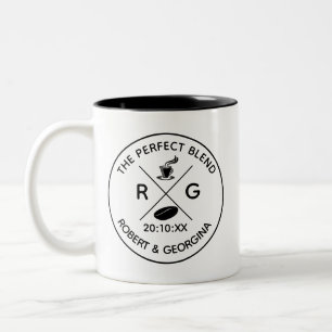 The Perfect Blend Modern Coffee Wedding Favor Two-Tone Coffee Mug