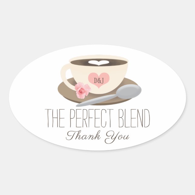 The Perfect Blend Monogrammed Coffee Cup Oval Sticker (Front)