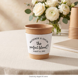 The Perfect Blend Personalized Wedding Cute Coffee Cup Sleeve