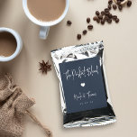 The Perfect Blend Personalized Wedding Engagement Coffee Drink Mix<br><div class="desc">A perfect party favor for your rehearsal dinner,  engagement party,  or wedding,  coffee packets feature white handwritten lettering on a navy blue background with a small heart illustration in the center. "The Perfect Blend" appears at the top,  with your event name and date beneath.</div>