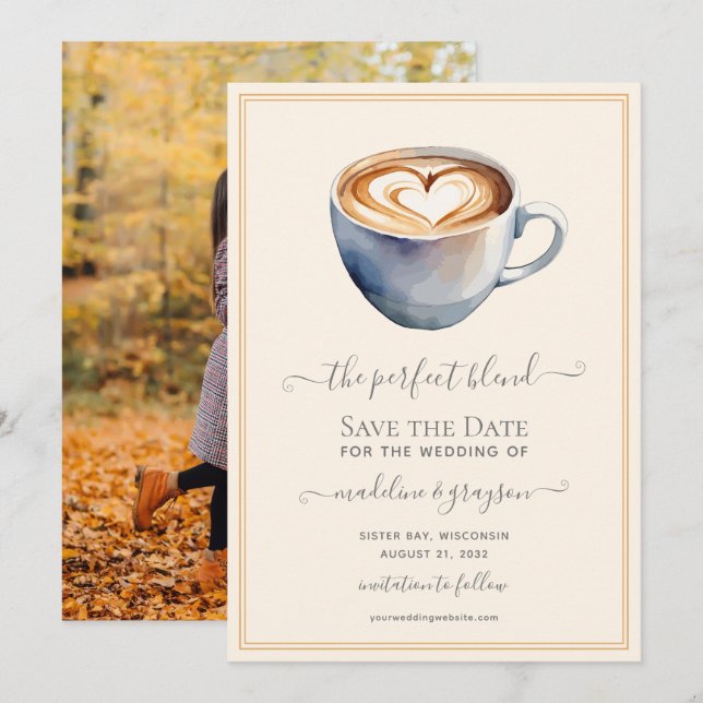 The Perfect Blend Photo Coffee  Save The Date (Front/Back)