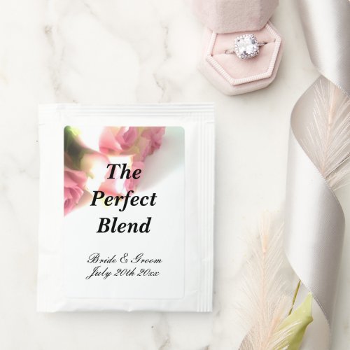 The perfect blend pink rose flower wedding tea bag drink mix