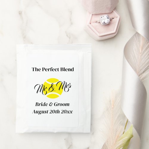 The perfect blend playful tennis themed wedding tea bag drink mix