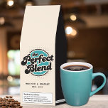 The Perfect Blend Retro Custom Wedding  Roasted Coffee<br><div class="desc">The Perfect Blend Retro Custom Wedding Roasted Coffee Ground Coffee Coffee Beans features the text "the Perfect Blend" in retro typography on a simple blue and cream background and personalized with your names and year married or additional text. Perfect gifts and favors for coffee lovers for weddings, birthdays, Christmas, holidays,...</div>