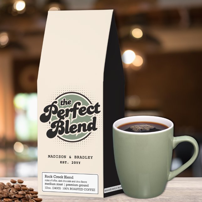 The Perfect Blend Retro Custom Wedding  Roasted Coffee (Creator Uploaded)