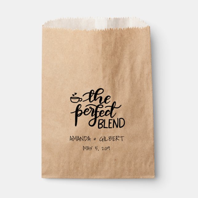 The Perfect Blend Rustic Kraft Paper Wedding Favor Bag (Front)