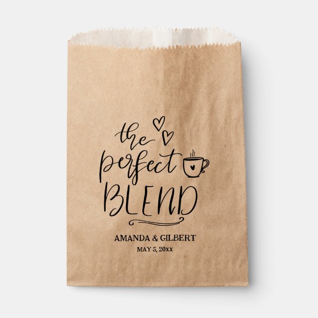 The Perfect Blend Rustic Kraft Paper Wedding Favor Bag (Front)