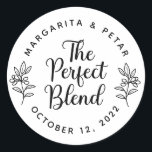 The Perfect Blend Rustic Wedding Kraft Classic Round Sticker<br><div class="desc">The perfect blend. Add a fun touch of color and unique style to your wedding or bridal shower favors. A bridal shower favor bag is a great addition to party planning. These unique bags will easily be used as a gift and can serve as a beautiful decoration at your wedding...</div>