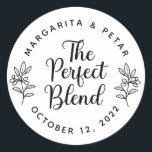 The Perfect Blend Rustic Wedding Kraft Classic Round Sticker<br><div class="desc">The perfect blend. Add a fun touch of color and unique style to your wedding or bridal shower favors. A bridal shower favor bag is a great addition to party planning. These unique bags will easily be used as a gift and can serve as a beautiful decoration at your wedding...</div>