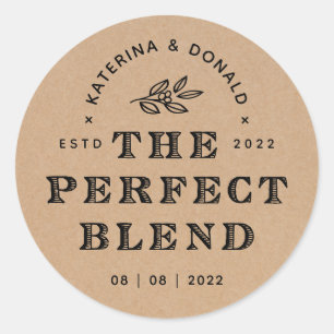 The Perfect Blend Rustic Wedding Kraft Classic Round Sticker
