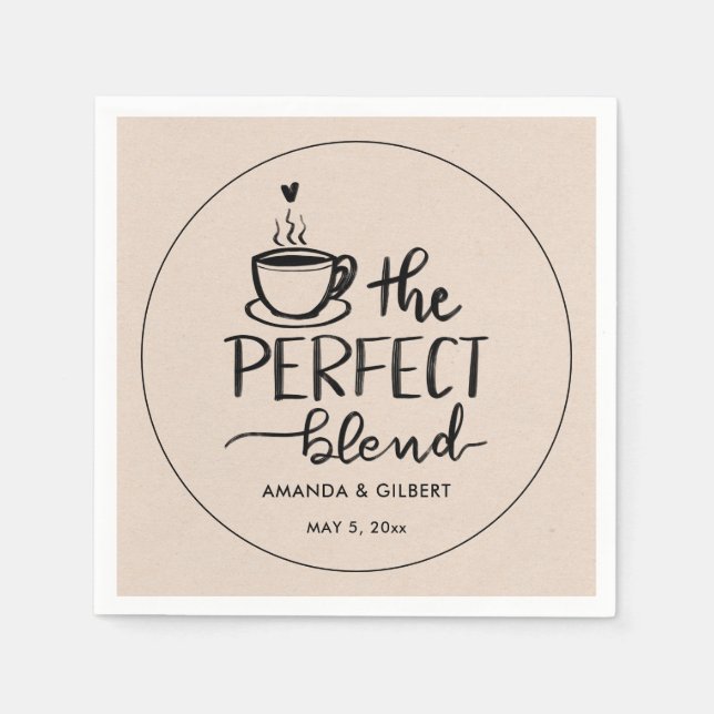 The Perfect Blend Script Kraft Paper Wedding Napki Napkins (Front)