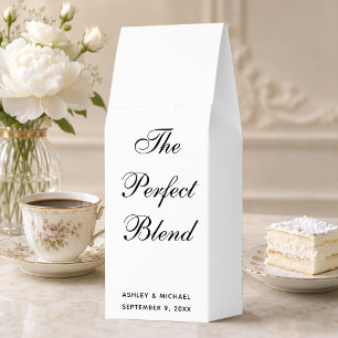 The Perfect Blend Simple Black White Wedding Favor Roasted Coffee