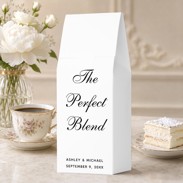 The Perfect Blend Simple Black White Wedding Favor Roasted Coffee (Creator Uploaded)