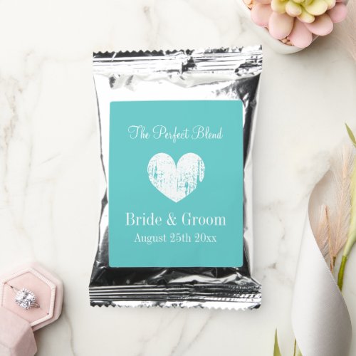 The perfect blend turquoise blue and white wedding coffee drink mix