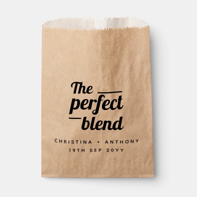The Perfect Blend Wedding Coffee Beans Favor Bag (Front)