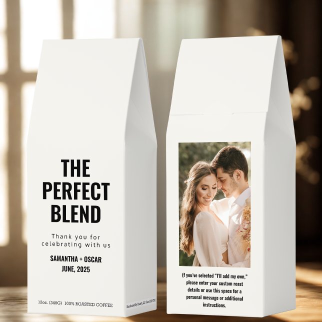 The Perfect Blend Wedding Coffee Favor with Photo  (Creator Uploaded)