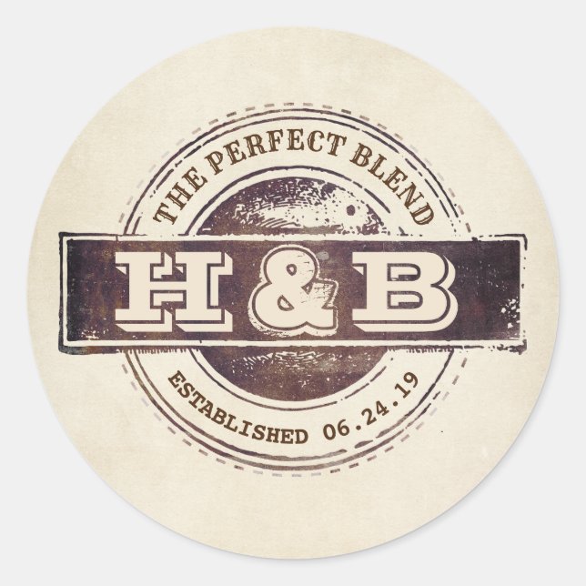 The Perfect Blend Wedding Coffee Favors Classic Round Sticker (Front)